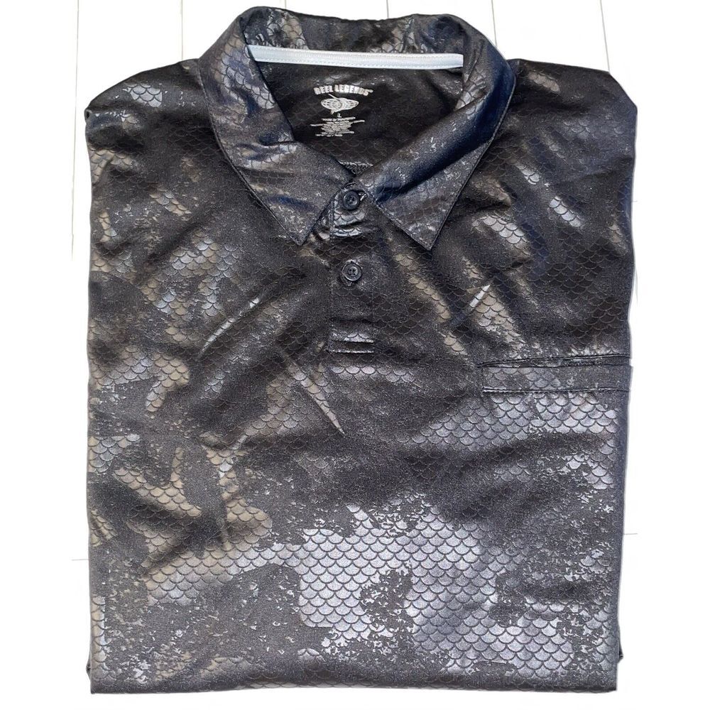 EUC men's Reel‎ Legend Black Monochromic Polo Shirt Size Large